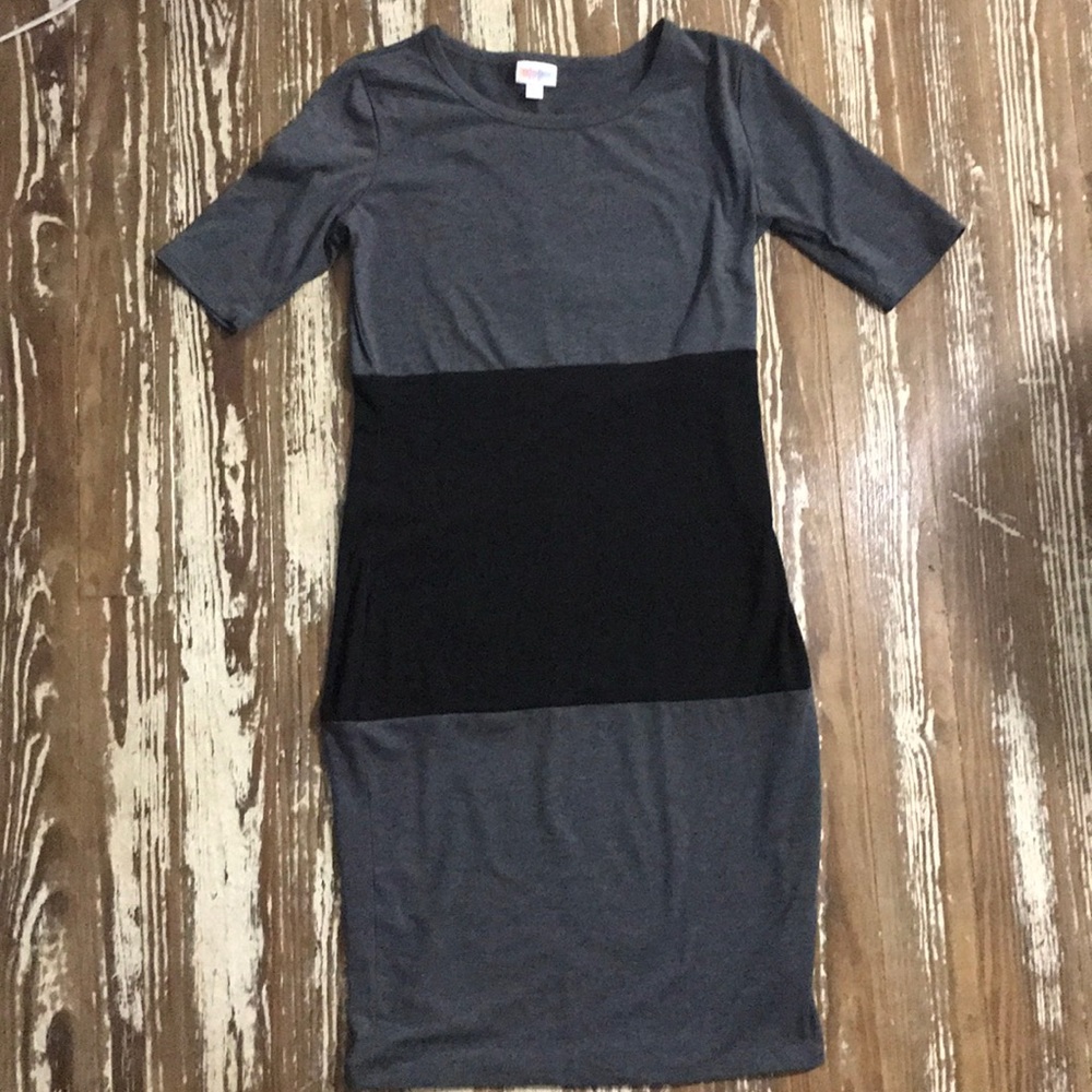 Lularoe Julia Black And Gray Color Block Xs Rare! - image 1